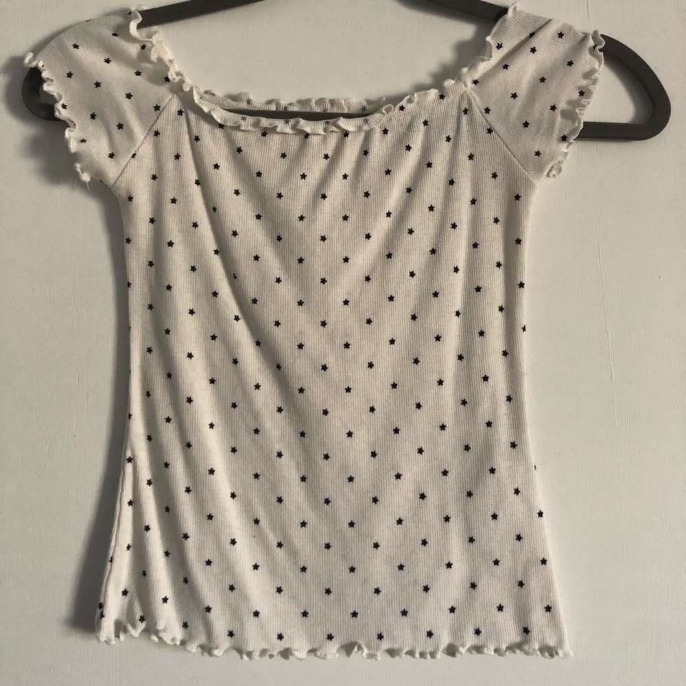 Hollister off the shoulder white top with stars